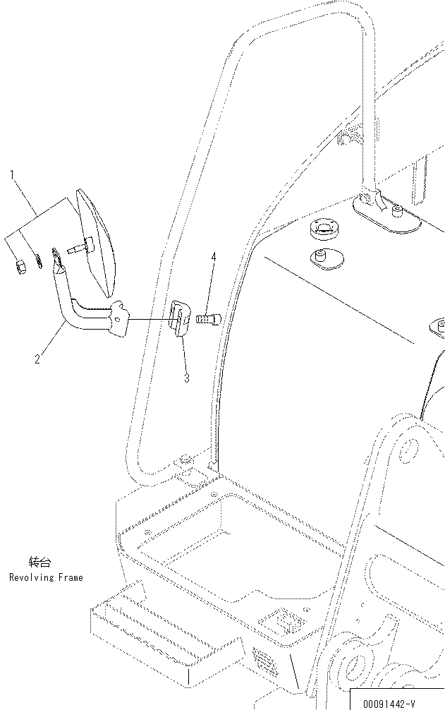 Komatsu parts book diagram for PC70-8 S/N DBBT0001~-up: REAR VIEW MIRROR R.H.