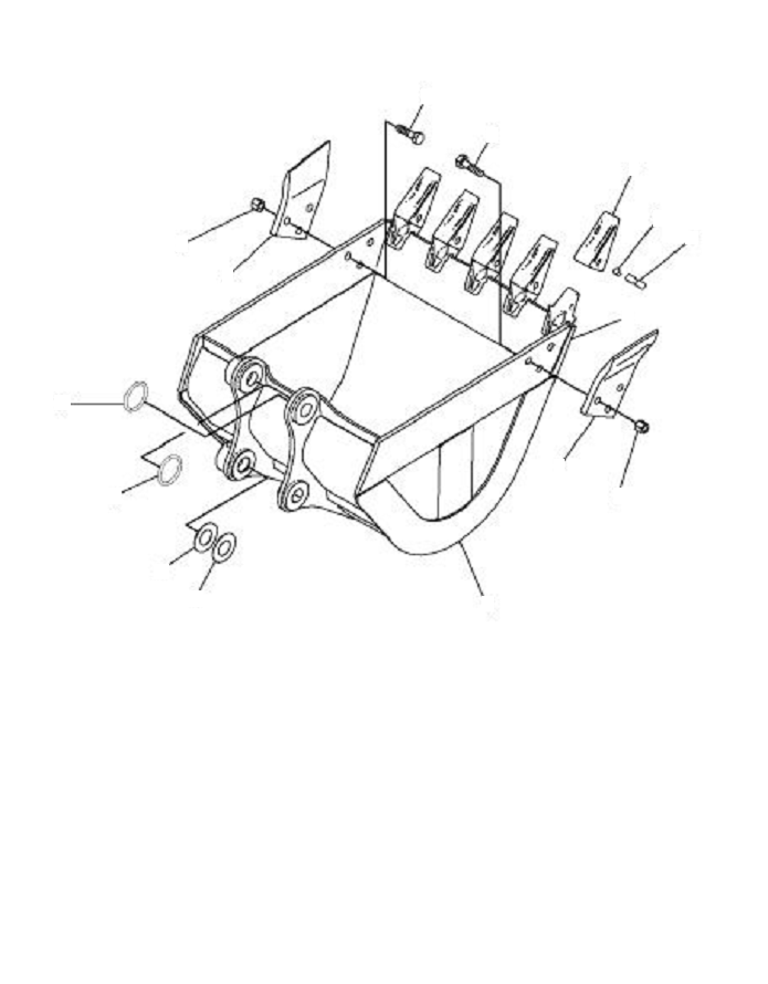 Komatsu parts book diagram for PC70-8 S/N DBBT0001~-up: BUCKET 0.39M3 930MM