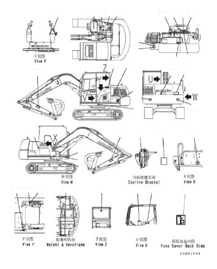 Komatsu parts book diagram for PC70-8 S/N DBBT0001~-up: MARKS AND PLATES (ENGLISH) (BLADE SPEC.) (2/2)