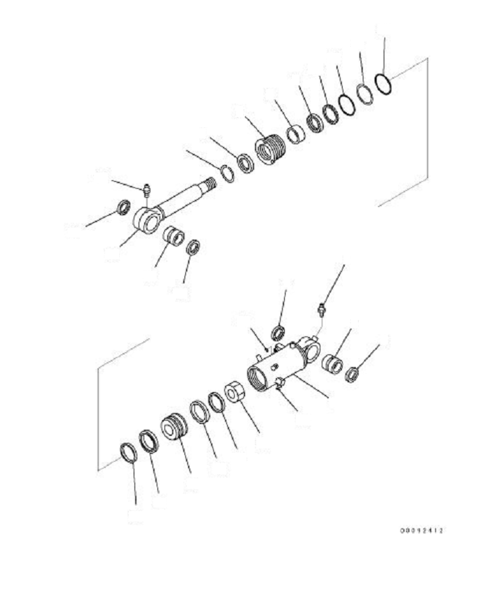 Komatsu parts book diagram for PC70-8 S/N DBBT0001~-up: BLADE CYLINDER (INNER PARTS)