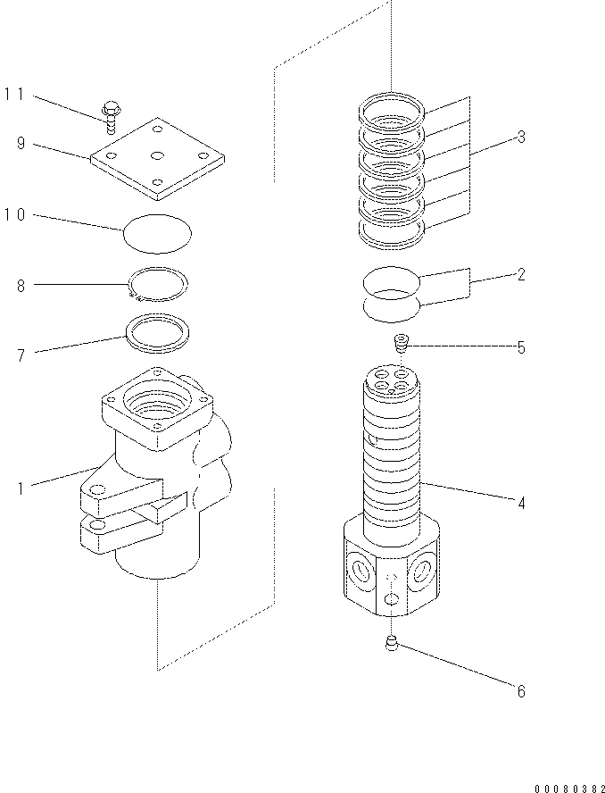 Komatsu parts book diagram for PC70-8 S/N DBBT0001~-up: SWIVEL JOINT (INNER PARTS)(#10011-10263)