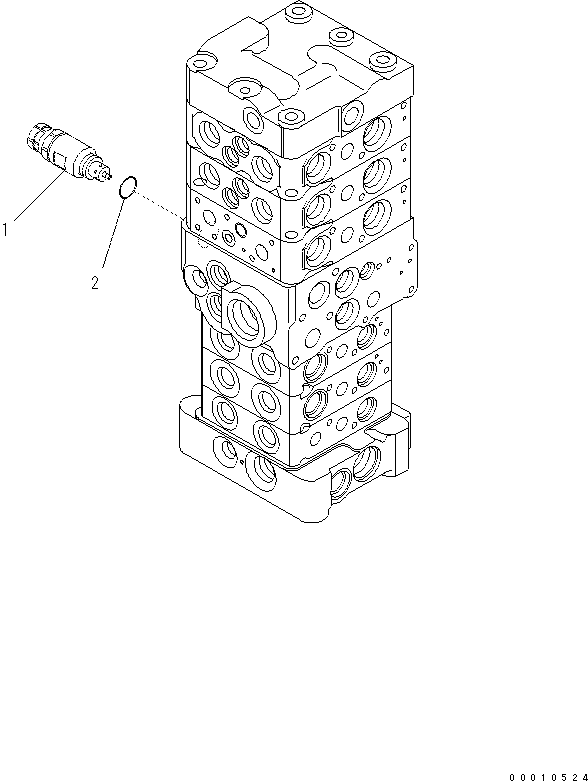 Komatsu parts book diagram for PC70-8 S/N DBBT0001~-up: MAIN VALVE (6-VALVE) (12/16) (WITHOUT BLADE)