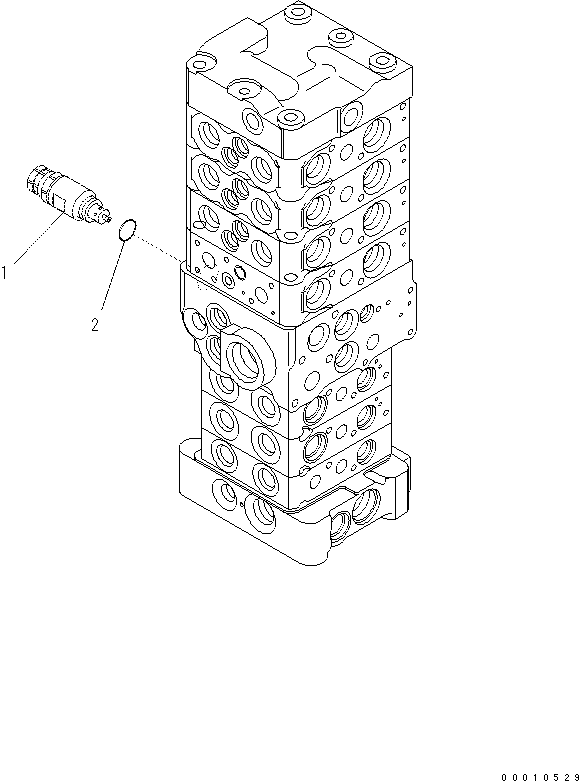 Komatsu parts book diagram for PC70-8 S/N DBBT0001~-up: MAIN VALVE (7-VALVE) (12/18) (ATTACHMENT AND WITHOUT BLADE)