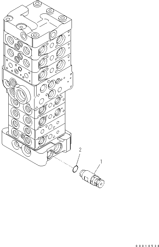 Komatsu parts book diagram for PC70-8 S/N DBBT0001~-up: MAIN VALVE (7-VALVE) (13/18) (WITH BLADE)