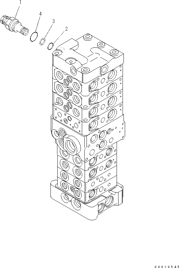 Komatsu parts book diagram for PC70-8 S/N DBBT0001~-up: MAIN VALVE (8-VALVE) (11/20) (ATTACHMENT AND WITH BLADE)