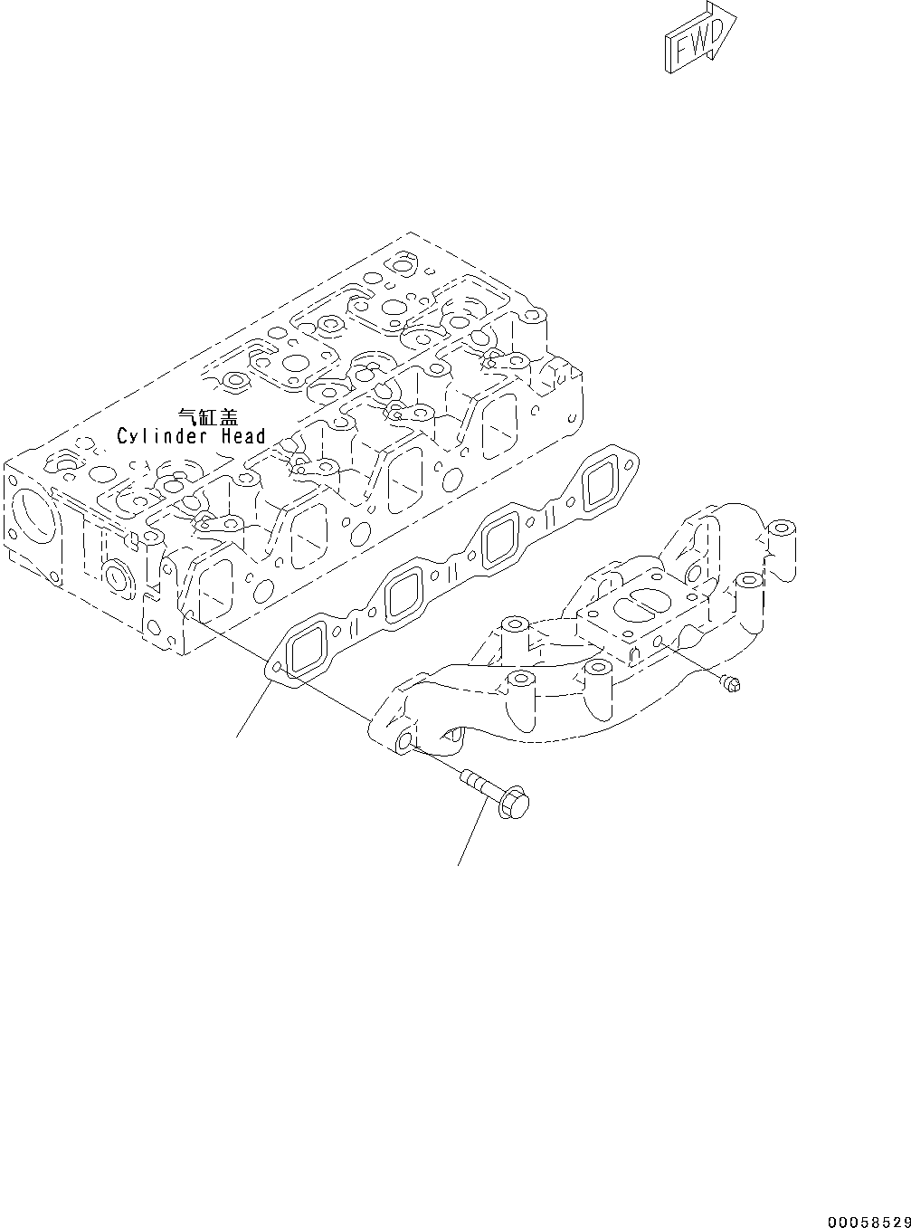 Engines Komatsu / SAA4D95LE-5R S/N 554649-up(kc_ee033) / EXHAUST MANIFOLD MOUNTING(|A00012 : |A00012)