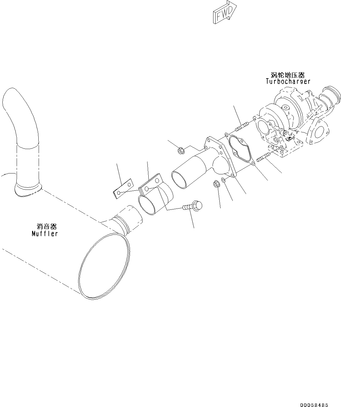 Engines Komatsu / SAA4D95LE-5R S/N 554649-up(kc_ee033) / EXHAUST MUFFLER PIPING(|A00018 : |A00018)