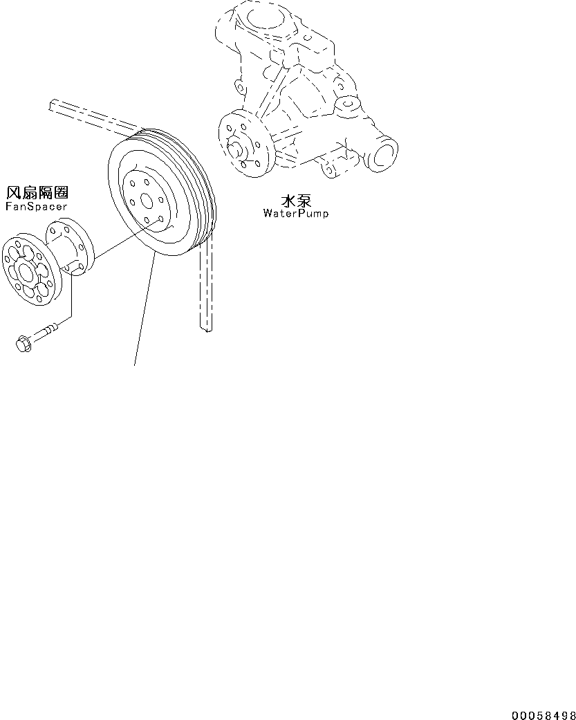 Engines Komatsu / SAA4D95LE-5R S/N 554649-up(kc_ee033) / COOLING FAN DRIVE PULLEY(|E00053 : |E00053)