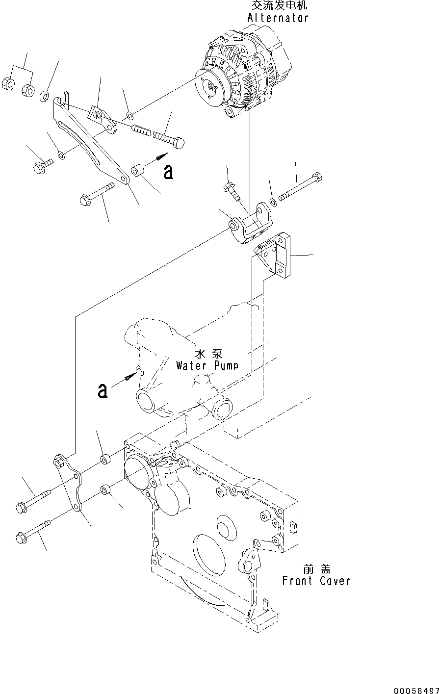 Engines Komatsu / SAA4D95LE-5R S/N 554649-up(kc_ee033) / ALTERNATOR MOUNTING (35A)(|F00063 : |F00063)