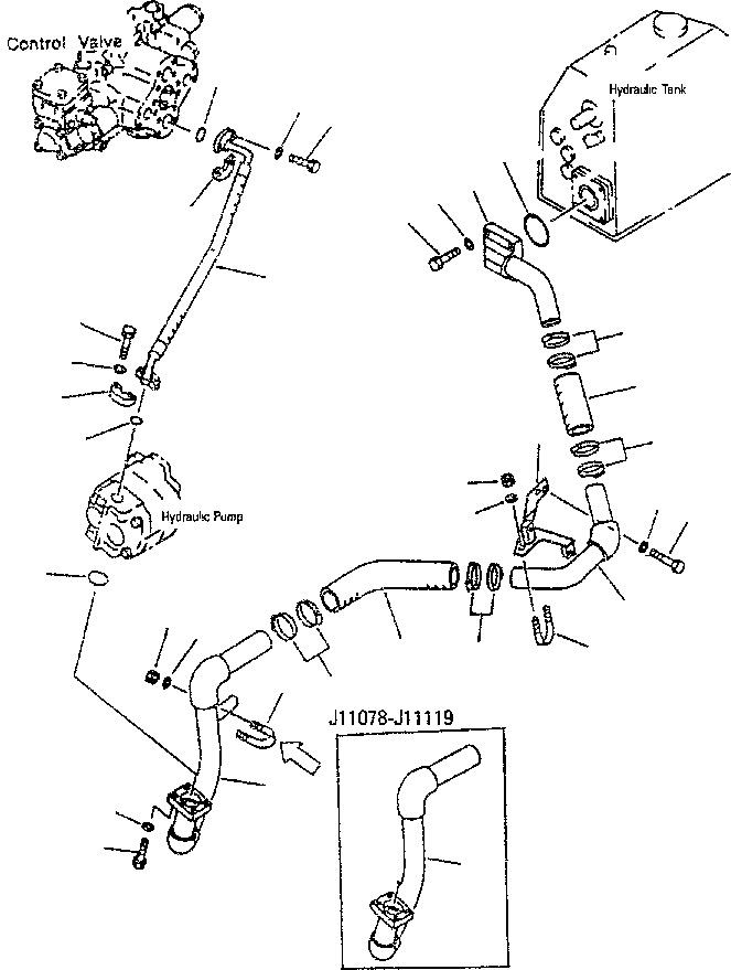Bulldozers Komatsu / D85E-SS-2 SERIAL NUMBERS:J11264(ki0002c) / HYDRAULIC PUMP LINE (SUCTION AND DELIVERY)(|000071 : |H0310AR)