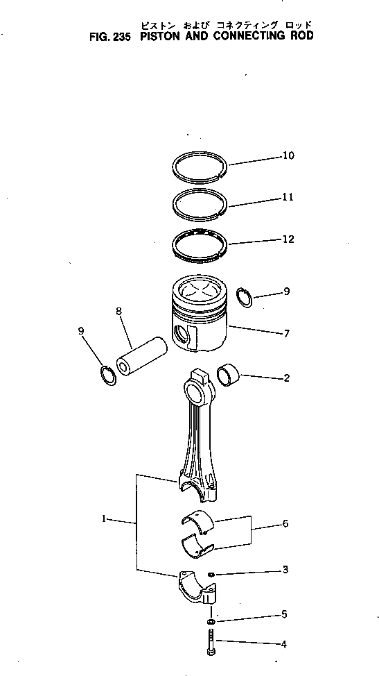 Komatsu parts book diagram for KT-1150-1A S/N 101153-UP: PISTON AND CONNECTING ROD