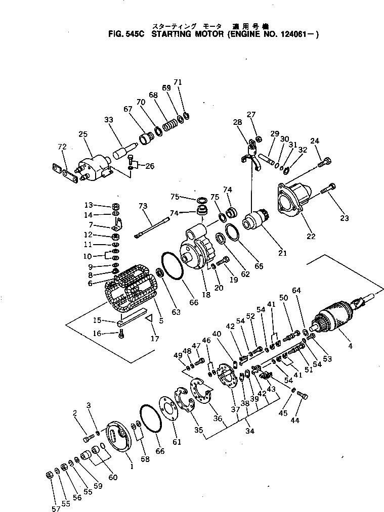 Komatsu parts book diagram for KT-1150-1A S/N 101153-UP: STARTING MOTOR (INNER PARTS)(#124061-)