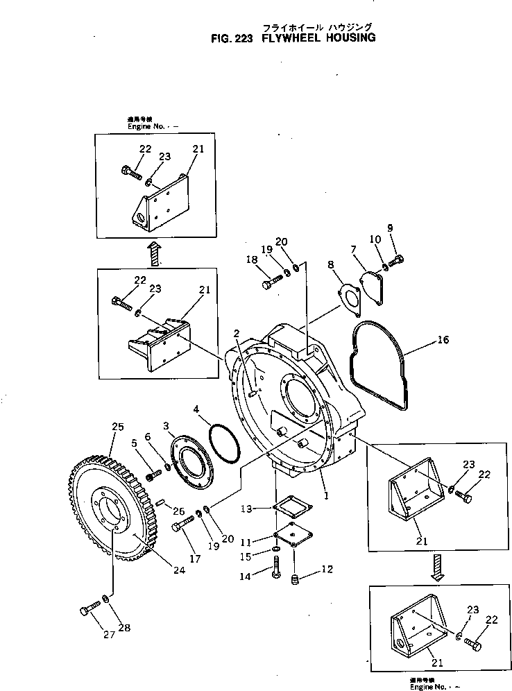 Engines Komatsu / KT-1150-1A S/N 101153-UP(kt-1153r) / FLYWHEEL HOUSING(060060 : 223)