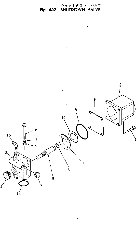 Komatsu parts book diagram for KT-2300-1 S/N 103559-UP: SHUTDOWN VALVE