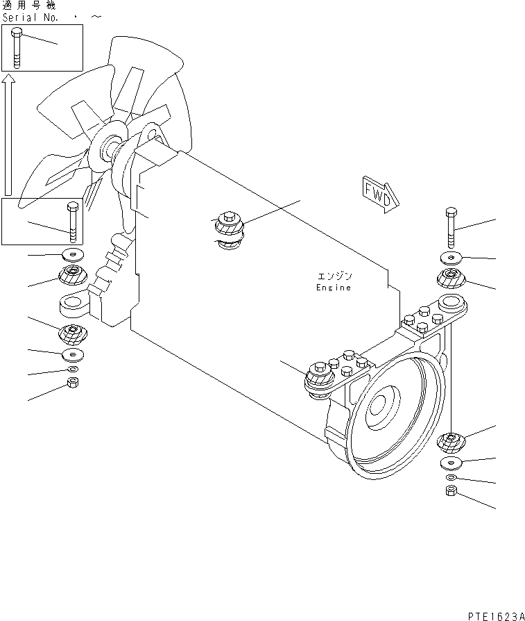Cranes Komatsu / LW250-5X S/N 50001-UP (X Type)(lw250-0c) / ENGINE MOUNTING(030070 : B0100-01A0)