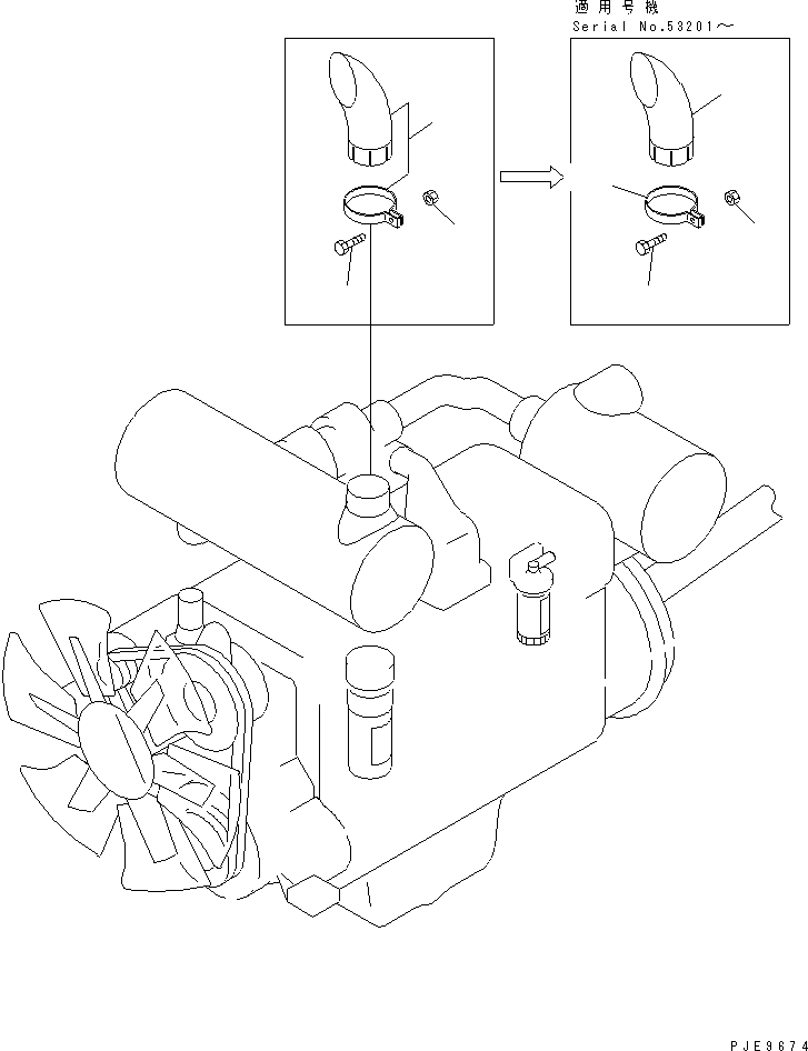 Cranes Komatsu / LW250-5H S/N 53001-UP (H Type)(lw250-5c) / ENGINE (MUFFLER STACK)(#53109-)(030060 : A0000-06A0)