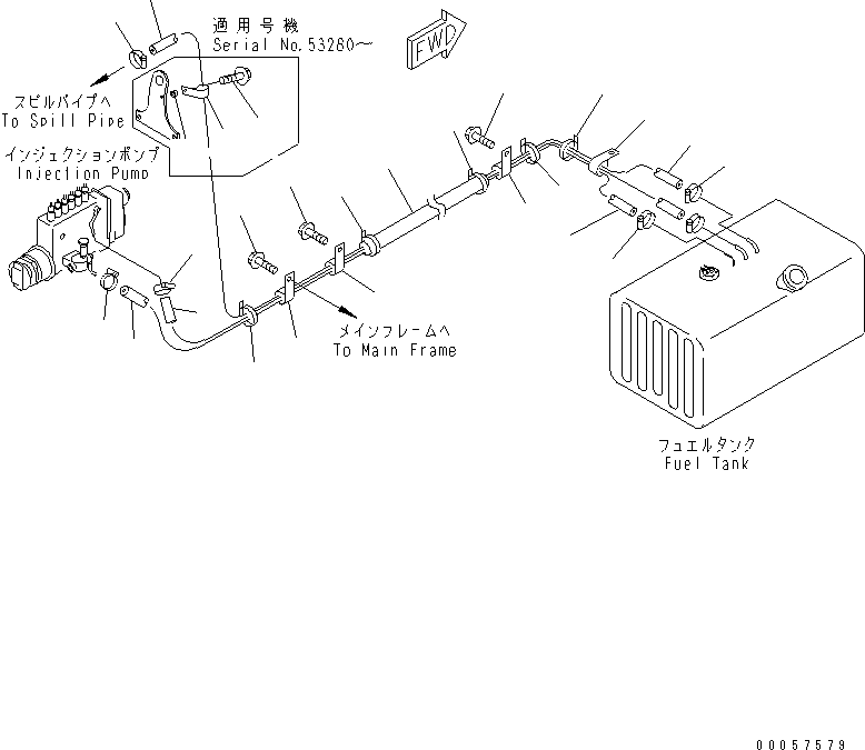Cranes Komatsu / LW250-5H S/N 53001-UP (H Type)(lw250-5c) / FUEL LINE(090020 : D0200-01A0)