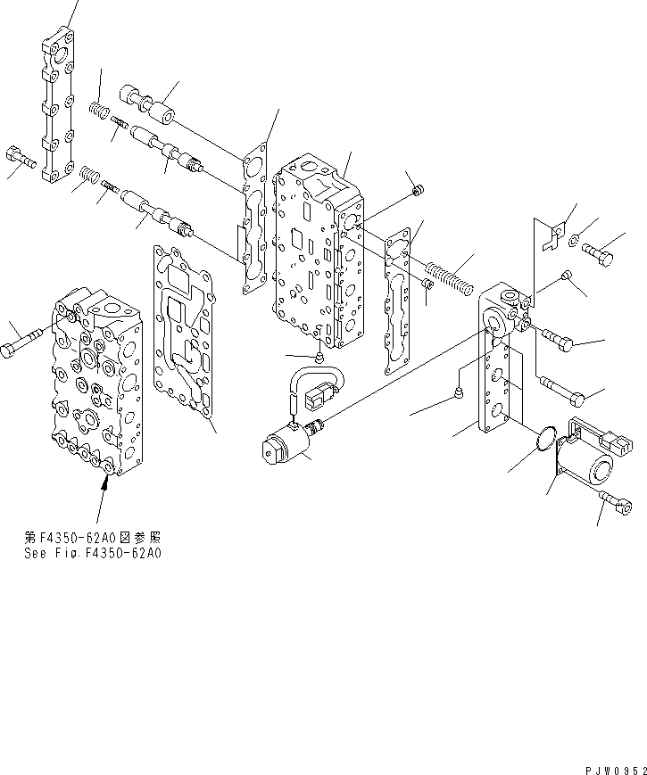 Cranes Komatsu / LW250-5H S/N 53001-UP (H Type)(lw250-5c) / TRANSMISSION CONTROL VALVE (3/4) (LOWER VALVE)(#53001-53227)(150170 : F4350-63A0)