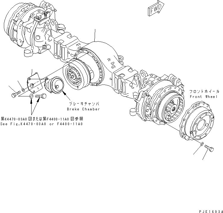 Cranes Komatsu / LW250-5H S/N 53001-UP (H Type)(lw250-5c) / FRONT AXLE HOUSING(150270 : F4400-01A0)