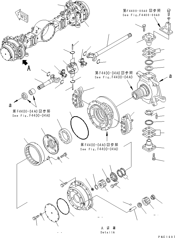 Cranes Komatsu / LW250-5H S/N 53001-UP (H Type)(lw250-5c) / FRONT AXLE HOUSING (HUB AND RING GEAR)(150310 : F4400-05A0)