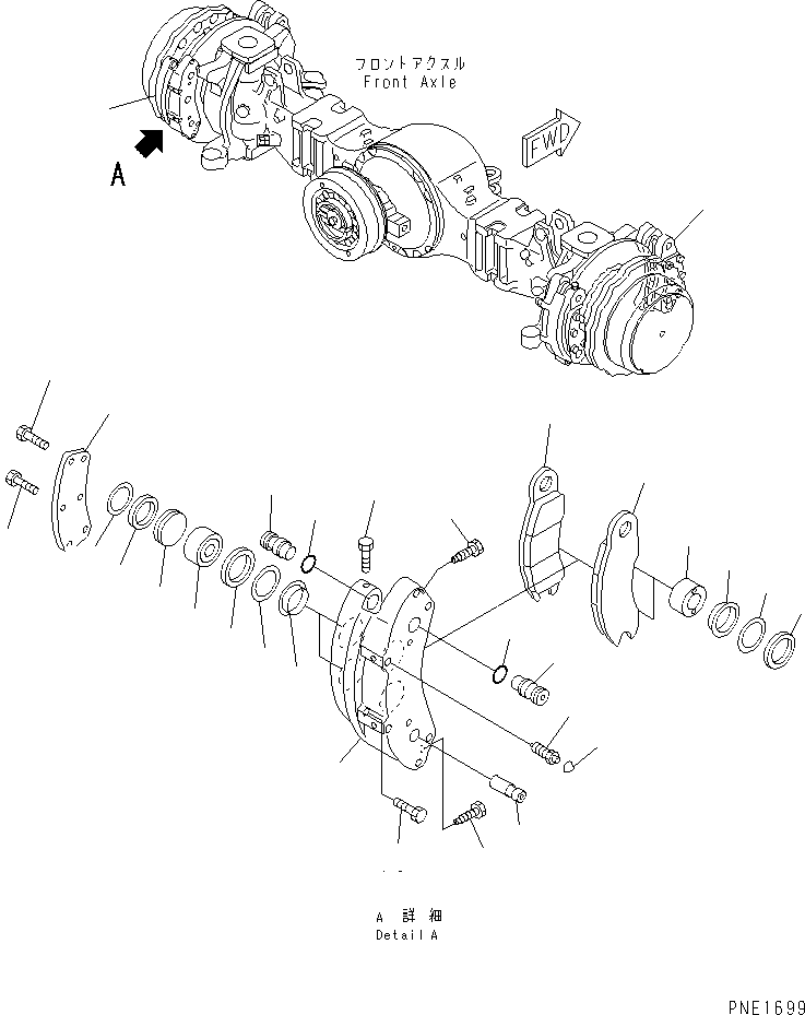 Cranes Komatsu / LW250-5H S/N 53001-UP (H Type)(lw250-5c) / FRONT AXLE HOUSING (BRAKE ? L.H.)(150330 : F4400-07A0)