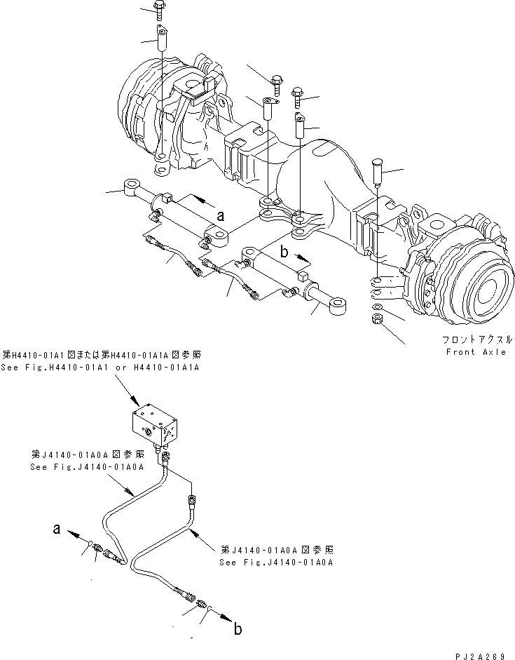 Cranes Komatsu / LW250-5H S/N 53001-UP (H Type)(lw250-5c) / FRONT AXLE HOUSING (STEERING CYLINDER AND MOUNTING)(#53106-)(150350 : F4400-09A0)