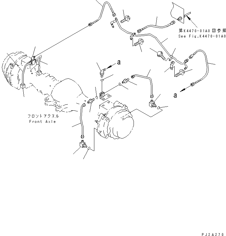 Cranes Komatsu / LW250-5H S/N 53001-UP (H Type)(lw250-5c) / FRONT AXLE HOUSING (BRAKE CALIPER LINE)(#53106-)(150360 : F4400-10A0)