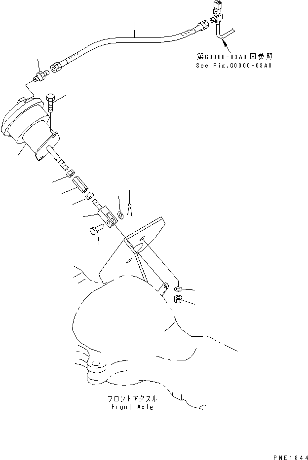 Cranes Komatsu / LW250-5H S/N 53001-UP (H Type)(lw250-5c) / FRONT AXLE HOUSING (PARKING BRAKE LINE)(#53106-)(150370 : F4400-11A0)