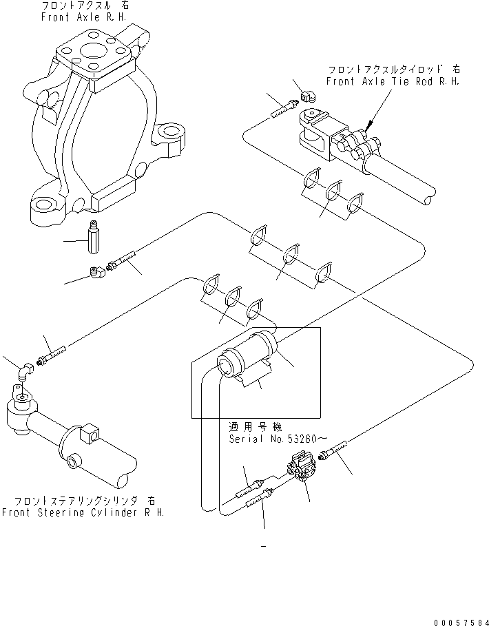 Cranes Komatsu / LW250-5H S/N 53001-UP (H Type)(lw250-5c) / FRONT AXLE HOUSING (GREASE FRONT PIPING ? R.H.) (1/2)(#53106-)(150390 : F4400-13A0)