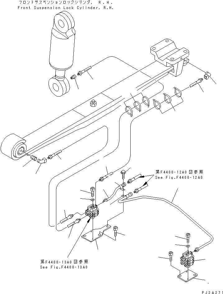 Cranes Komatsu / LW250-5H S/N 53001-UP (H Type)(lw250-5c) / FRONT AXLE HOUSING (GREASE FRONT PIPING ? R.H.) (2/2)(#53106-)(150400 : F4400-14A0)