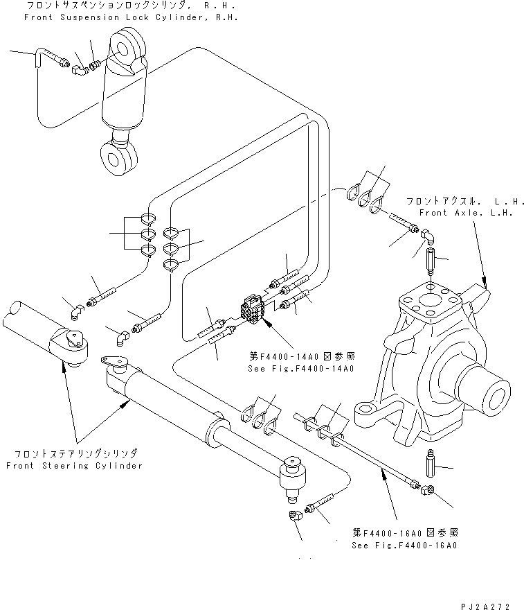 Cranes Komatsu / LW250-5H S/N 53001-UP (H Type)(lw250-5c) / FRONT AXLE HOUSING (GREASE FRONT PIPING ? L.H.) (1/2)(#53106-)(150410 : F4400-15A0)