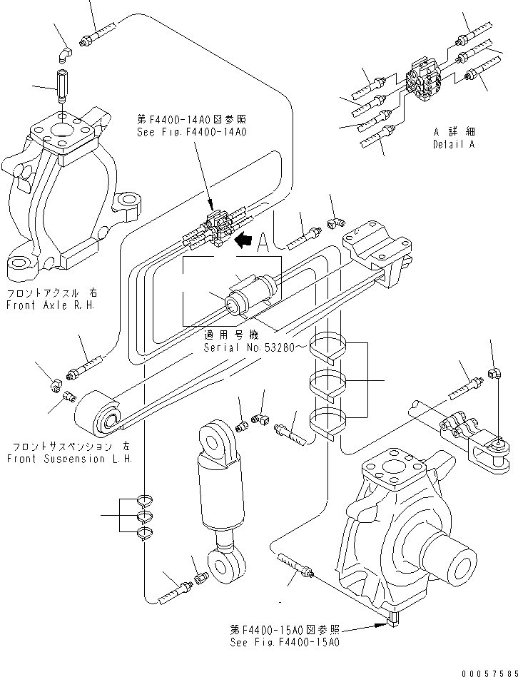 Cranes Komatsu / LW250-5H S/N 53001-UP (H Type)(lw250-5c) / FRONT AXLE HOUSING (GREASE FRONT PIPING ? L.H.) (2/2)(#53106-)(150420 : F4400-16A0)