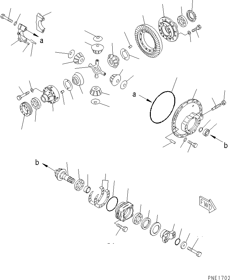 Cranes Komatsu / LW250-5H S/N 53001-UP (H Type)(lw250-5c) / REAR AXLE HOUSING (REAR DIFFERENTIAL)(150470 : F4500-02A0)
