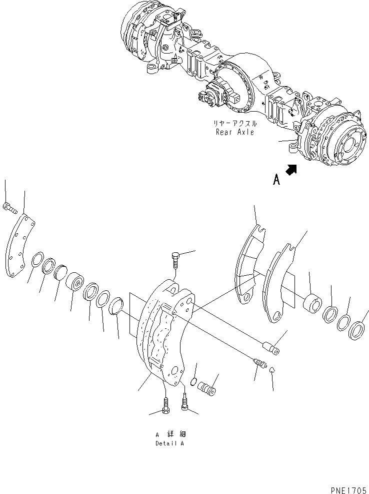 Cranes Komatsu / LW250-5H S/N 53001-UP (H Type)(lw250-5c) / REAR AXLE HOUSING (BRAKE ? R.H.)(150500 : F4500-05A0)