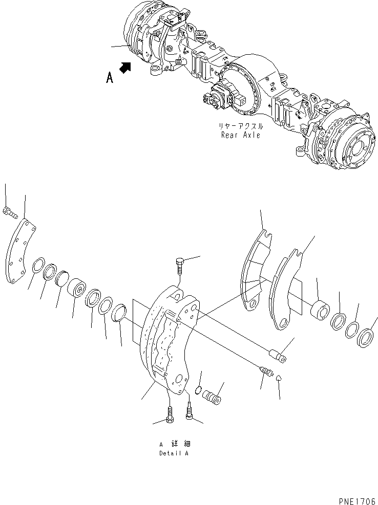 Cranes Komatsu / LW250-5H S/N 53001-UP (H Type)(lw250-5c) / REAR AXLE HOUSING (BRAKE ? L.H.)(150510 : F4500-06A0)