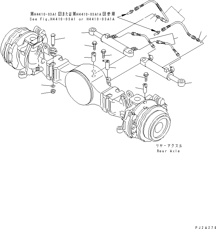 Cranes Komatsu / LW250-5H S/N 53001-UP (H Type)(lw250-5c) / REAR AXLE HOUSING (STEERING CYLINDER AND MOUNTING)(#53106-)(150530 : F4500-08A0)