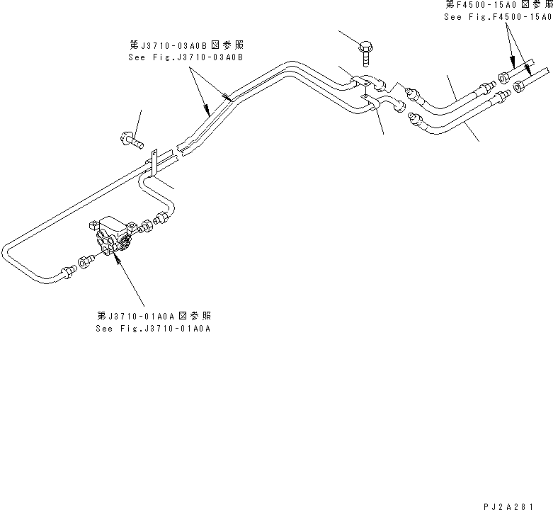 Cranes Komatsu / LW250-5H S/N 53001-UP (H Type)(lw250-5c) / REAR AXLE HOUSING (GREASE PUMP PIPING)(#53106-)(150560 : F4500-11A0)
