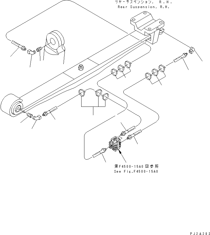 Cranes Komatsu / LW250-5H S/N 53001-UP (H Type)(lw250-5c) / REAR AXLE HOUSING (GREASE REAR PIPING ? R.H.) (1/3)(#53106-)(150570 : F4500-12A0)