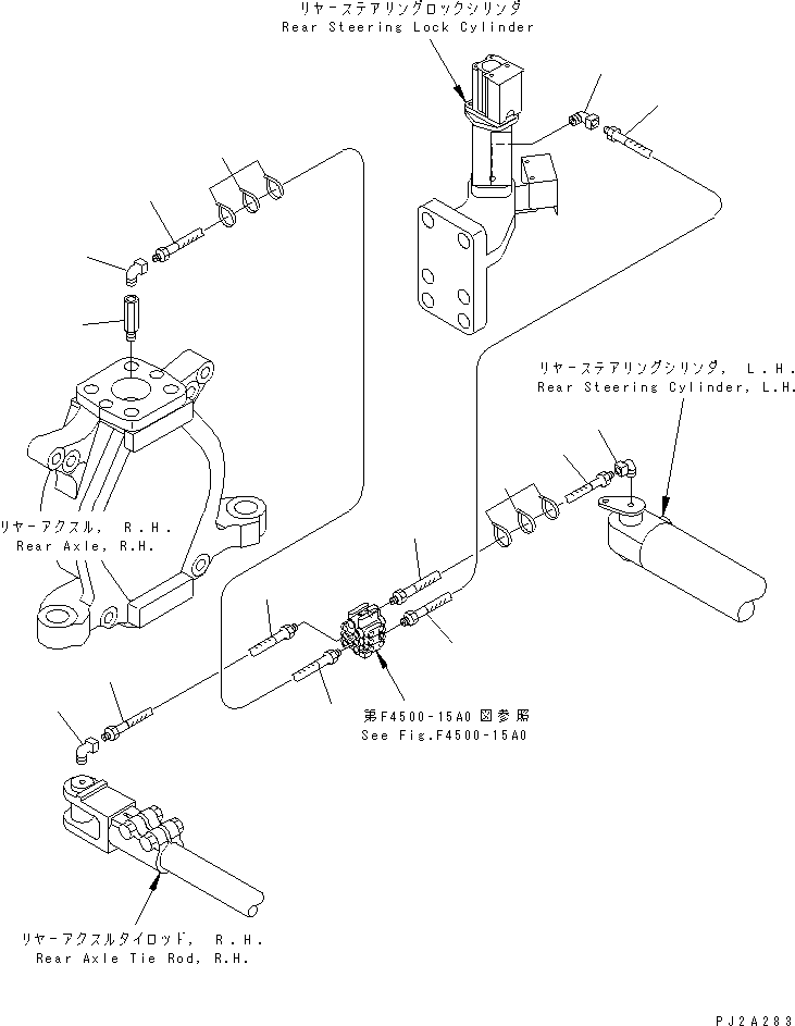 Cranes Komatsu / LW250-5H S/N 53001-UP (H Type)(lw250-5c) / REAR AXLE HOUSING (GREASE REAR PIPING ? R.H.) (2/3)(#53106-)(150580 : F4500-13A0)