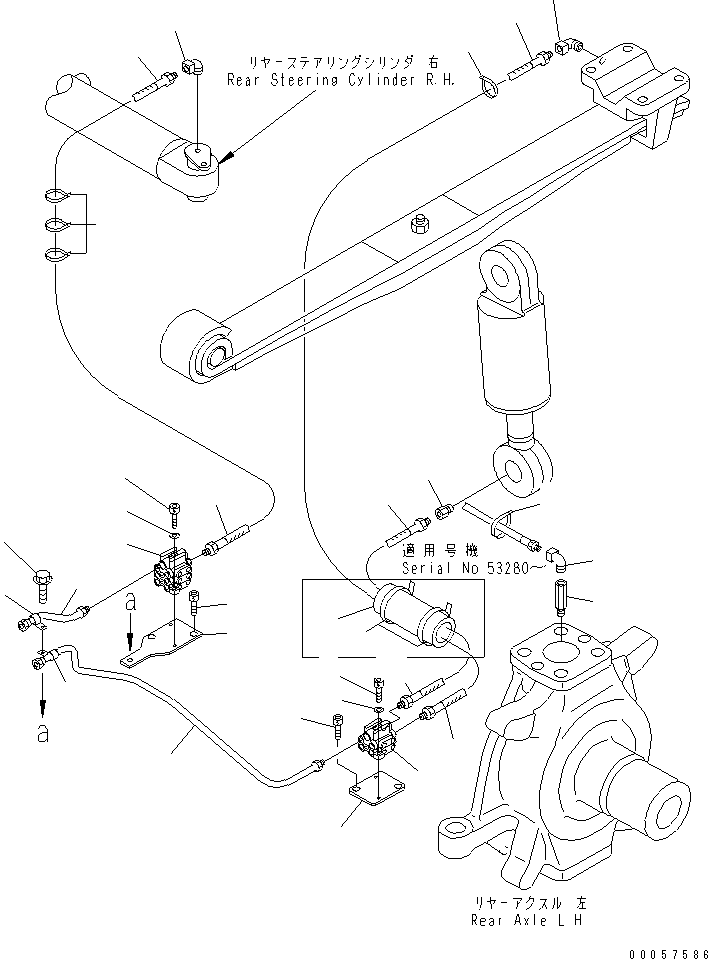 Cranes Komatsu / LW250-5H S/N 53001-UP (H Type)(lw250-5c) / REAR AXLE HOUSING (GREASE REAR PIPING ? L.H.) (1/2)(#53106-)(150600 : F4500-15A0)