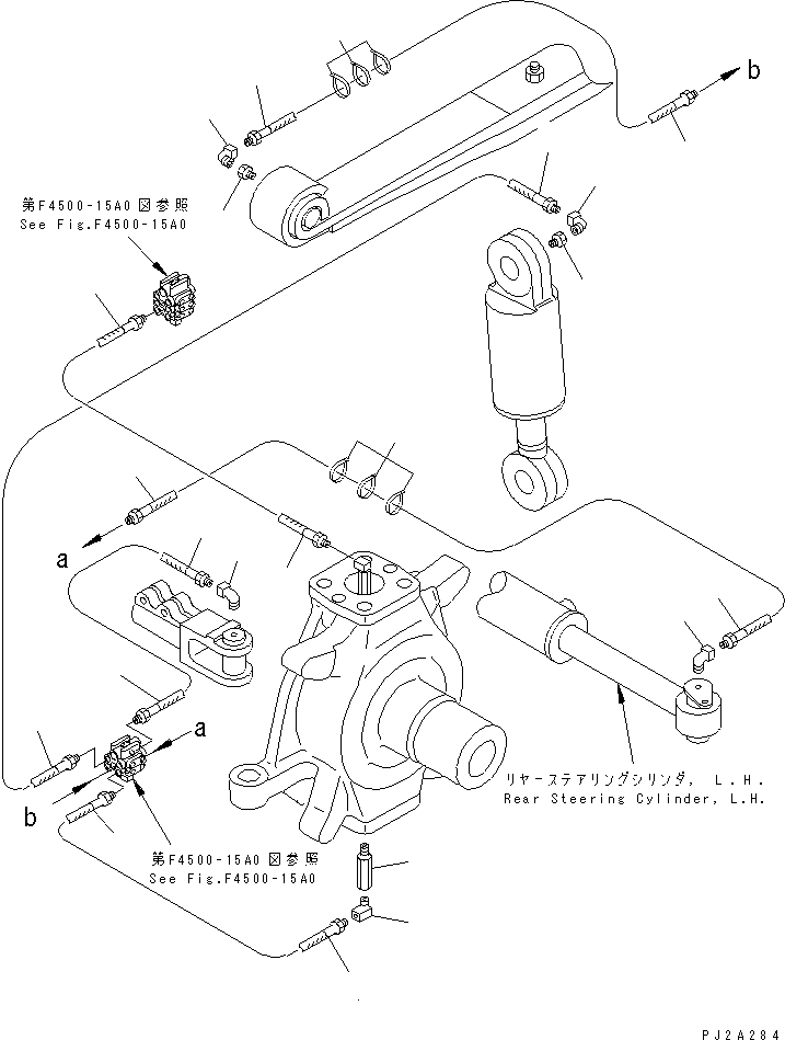 Cranes Komatsu / LW250-5H S/N 53001-UP (H Type)(lw250-5c) / REAR AXLE HOUSING (GREASE REAR PIPING ? L.H.) (2/2)(#53106-)(150610 : F4500-16A0)