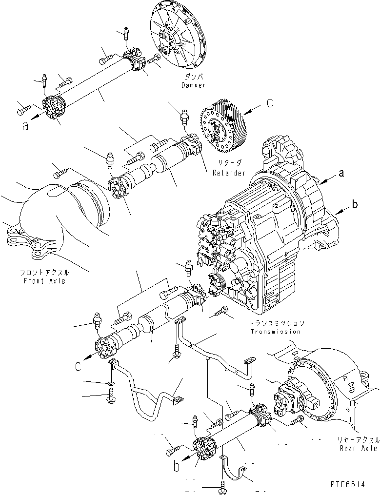 Cranes Komatsu / LW250-5H S/N 53001-UP (H Type)(lw250-5c) / PROPELLER SHAFT (WITH RETADER)(#53008-53199)(150710 : F6200-01A1A)