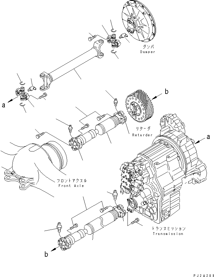 Cranes Komatsu / LW250-5H S/N 53001-UP (H Type)(lw250-5c) / PROPELLER SHAFT (UPPER AND FRONT) (WITH RETARDER)(#53201-)(150720 : F6200-01A1B)