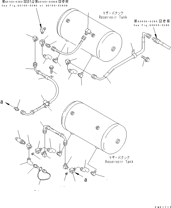 Cranes Komatsu / LW250-5H S/N 53001-UP (H Type)(lw250-5c) / AIR TANK EQUIPMENT (WET TANK TO DRY TANK LINE)(#53001-53199)(180100 : G0100-02A0)