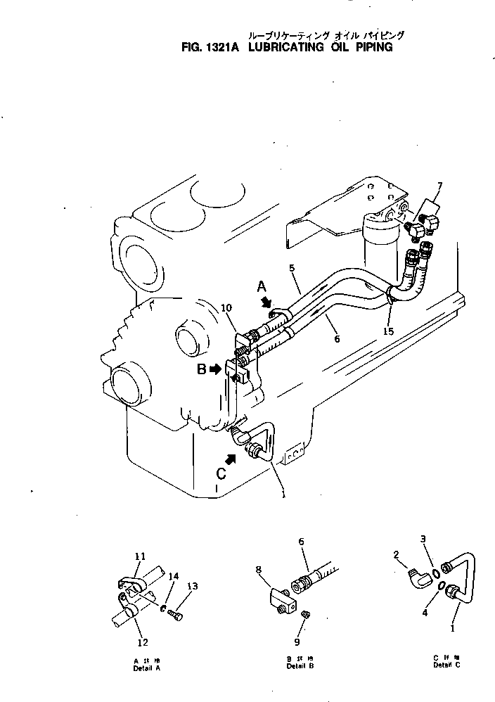 Komatsu parts book diagram for NH-220-CI-2KK S/N 174428-UP: LUBRICATING OIL PIPING