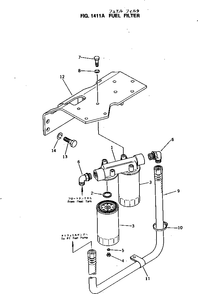 Komatsu parts book diagram for NH-220-CI-2KK S/N 174428-UP: FUEL FILTER