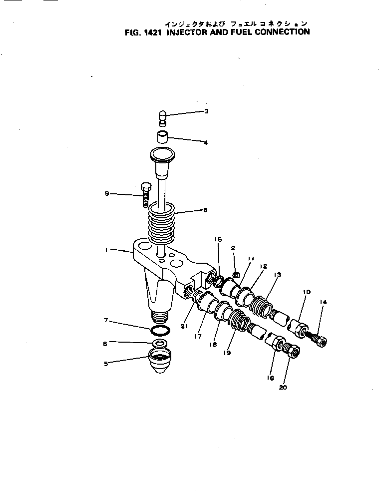 Komatsu parts book diagram for NH-220-CI-2V S/N 141402-UP: INJECTOR AND FUEL CONNECTION