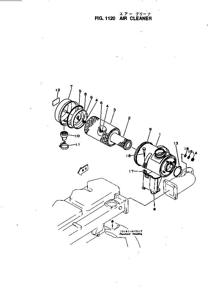 Komatsu parts book diagram for NH-220-CI-2K S/N 100101-UP: AIR CLEANER