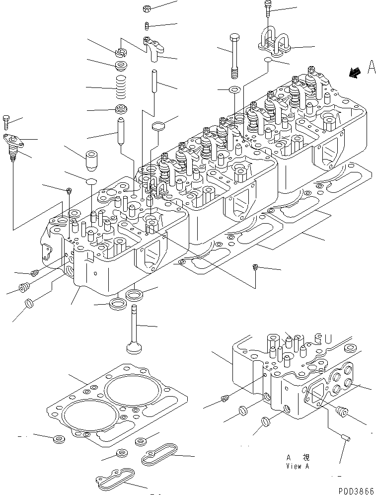 Komatsu parts book diagram for NT-855-1A S/N 139838-UP: CYLINDER HEAD