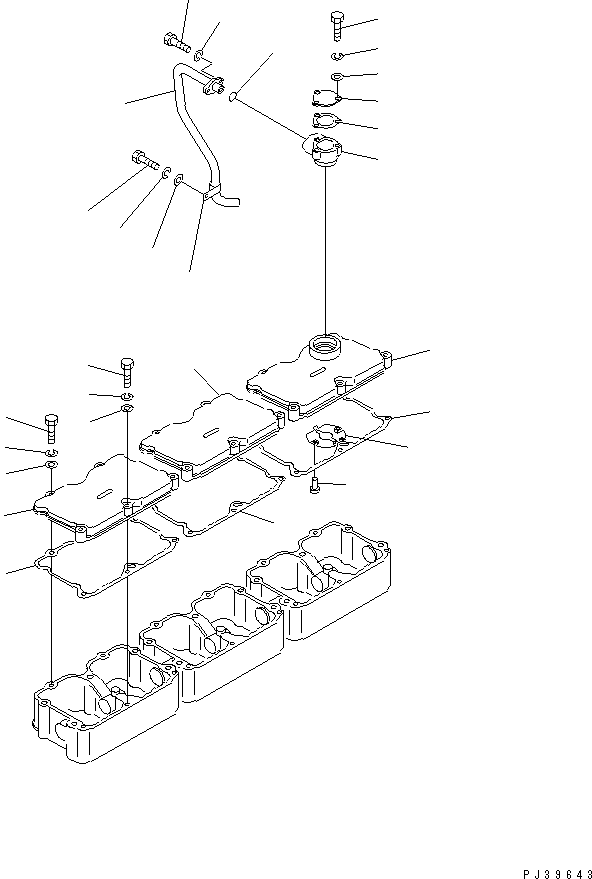 Komatsu parts book diagram for NT-855-1A S/N 139838-UP: ROCKER ARM HOUSING COVER